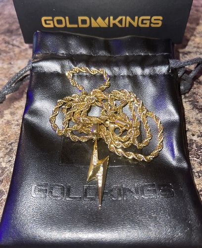 Customer photo review of Gold Diamond CZ Lightning Bolt Necklace