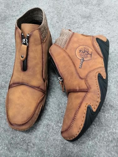 Customer photo review of Front Zipper Microfiber Leather Boots