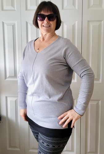 Customer photo review of Comfy As Can Be Sweater (Silver)