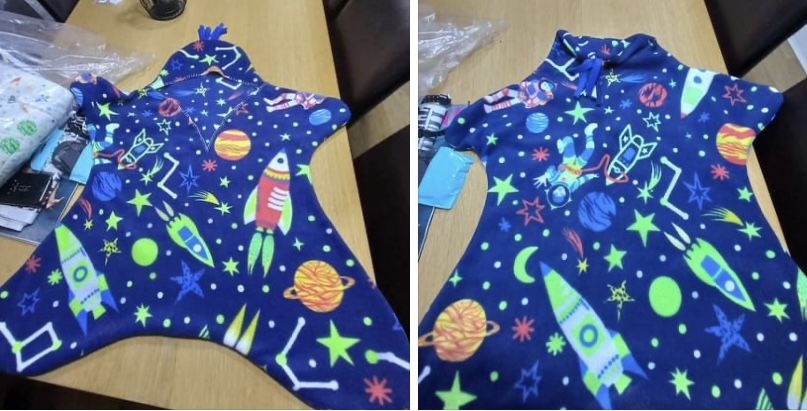Customer photo review of Rockets in Outer Space Anti Pill Polar Fleece Fabric
