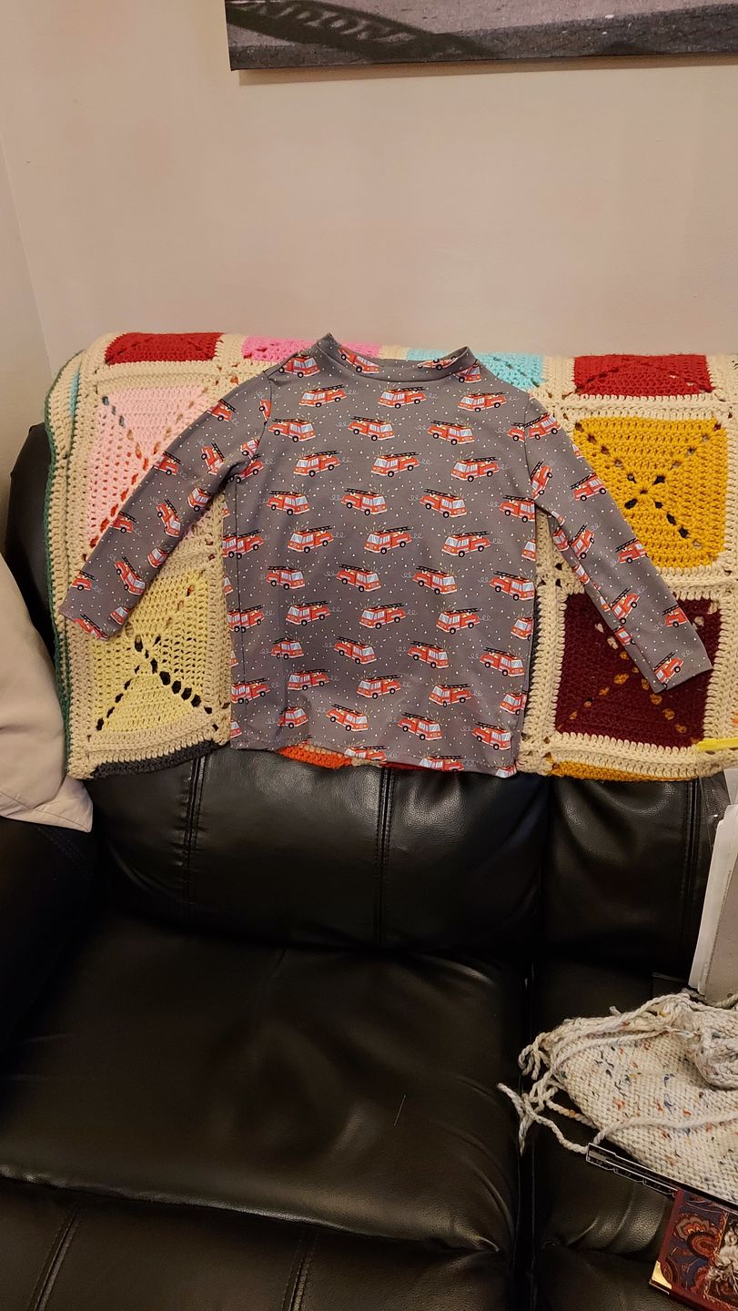 Customer photo review of Fire Engines Cotton Jersey Fabric
