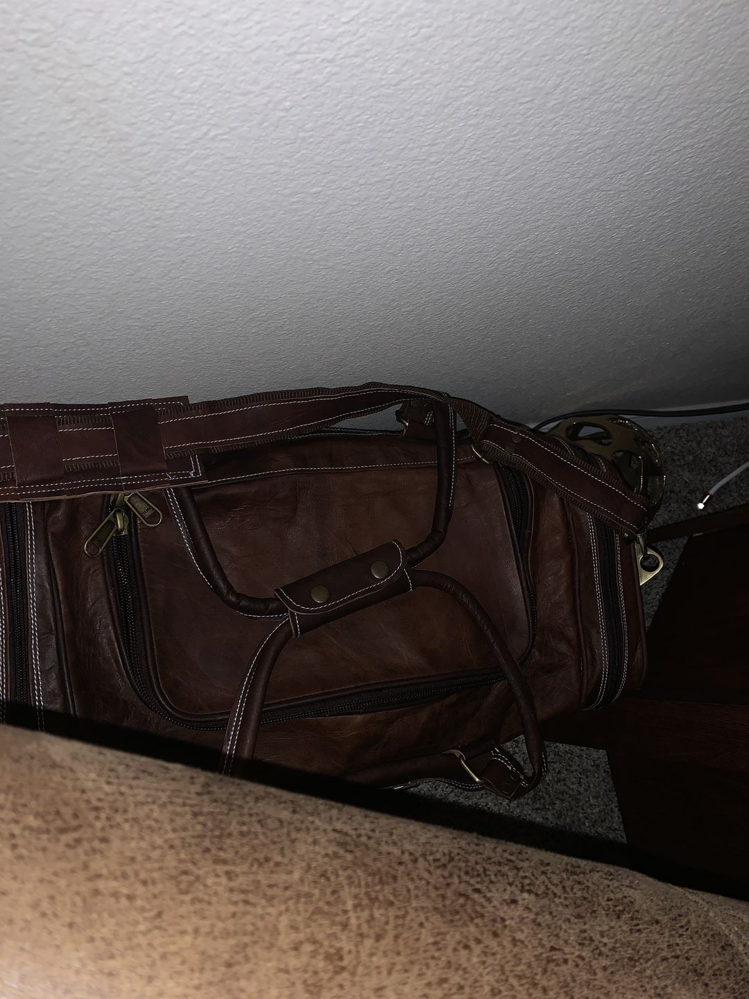 Customer photo review of Genuine Leather Traveler Overnight Weekender Duffle Bag
