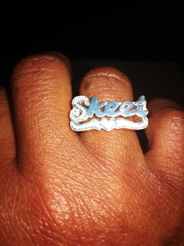 Customer photo review of Script Name Ring