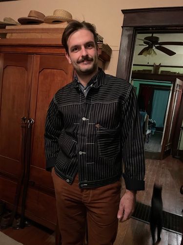 Customer photo review of 1878 Wabash One Pocket Stripe Denim Jacket