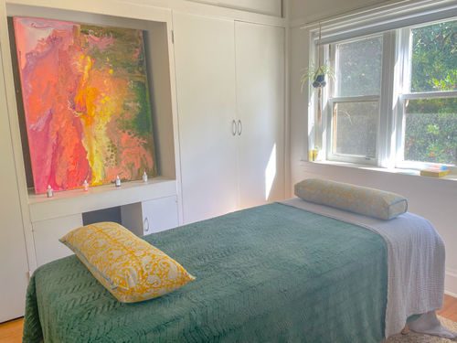 Customer photo review of Mustard Paisley Yoga Pillow