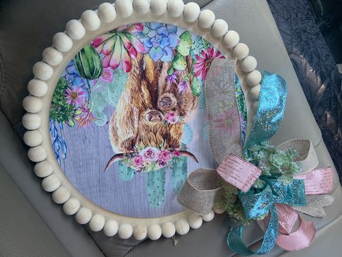 Customer photo review of Wreath Sign, Yak Sign, Western Sign, 12" Round Metal Sign DECOE-810, Sign For Wreath, DecoExchange
