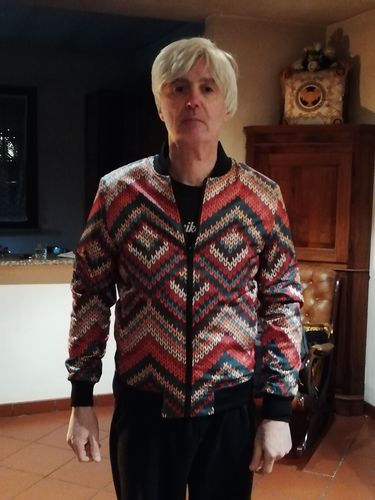 Customer photo review of Vintage Knitted Pattern Print Men's Bomber Jacket