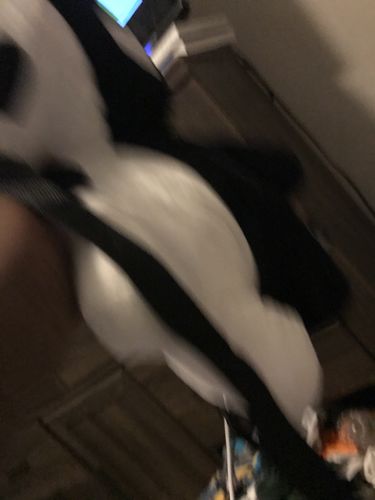 Customer photo review of Plush Backpack (20" BLACK/WHITE)