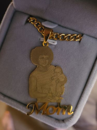 Customer photo review of Lovers Charm™ 18K Custom Engraved Necklace