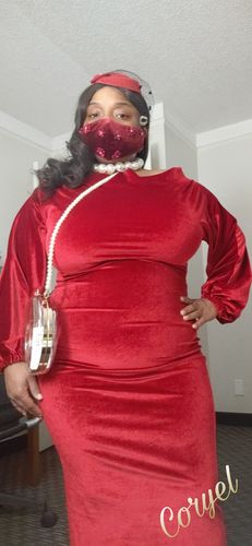 Customer photo review of Elegant Slant Collar Long Sleeve Velvet Slim Midi Dress