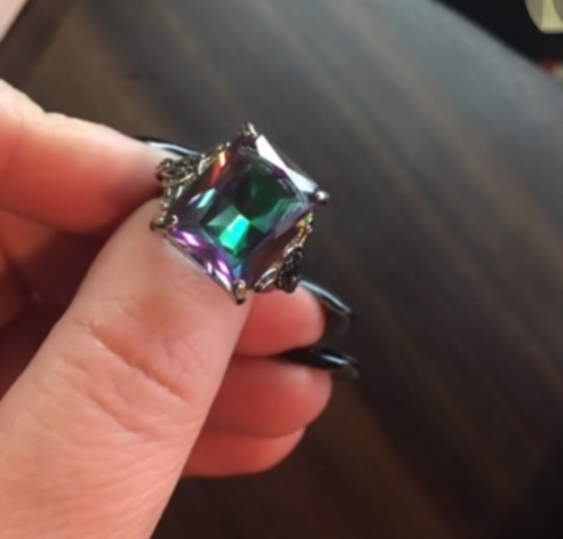 Customer photo review of Enormous Rainbow Mystic Topaz Ring