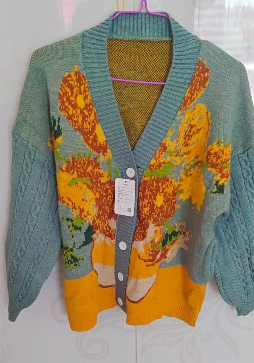 Customer photo review of Van Gogh Vintage Cardigan Knit Sweater