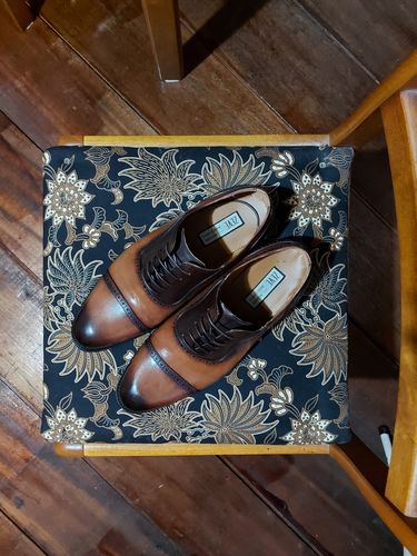 Customer photo review of Oxford Cap Toe Adelaide - Duo-Tone Cognac Tan Lace Up (Hand Painted Patina)