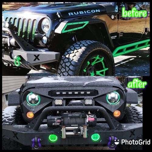 Customer photo review of Gladiator Grille w/ Amber LED Running Lights for 07-18 Jeep Wrangler JK - Matte Black