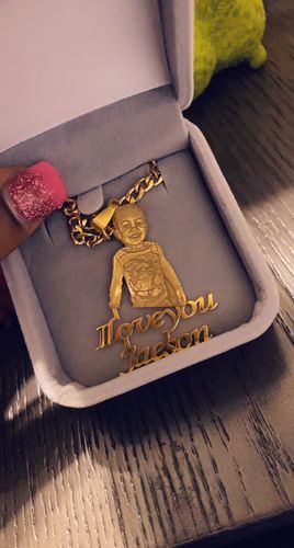 Customer photo review of Lovers Charm™ 18K Custom Engraved Necklace
