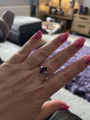Customer photo review of Surf Moon Ring with Amethyst