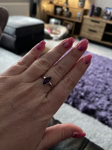 Customer photo review of Surf Moon Ring with Amethyst