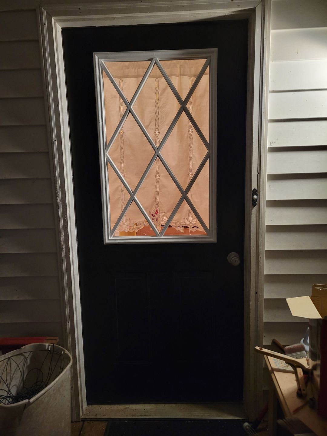 Customer photo review of Clear Diamond Grid Glass and Frame Kit (Half Lite 22" x 36" Glass Size)