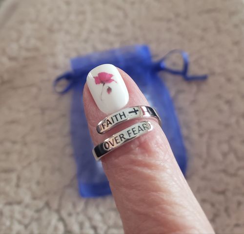 Customer photo review of "FAITH OVER FEAR" Sterling Silver Cross Ring