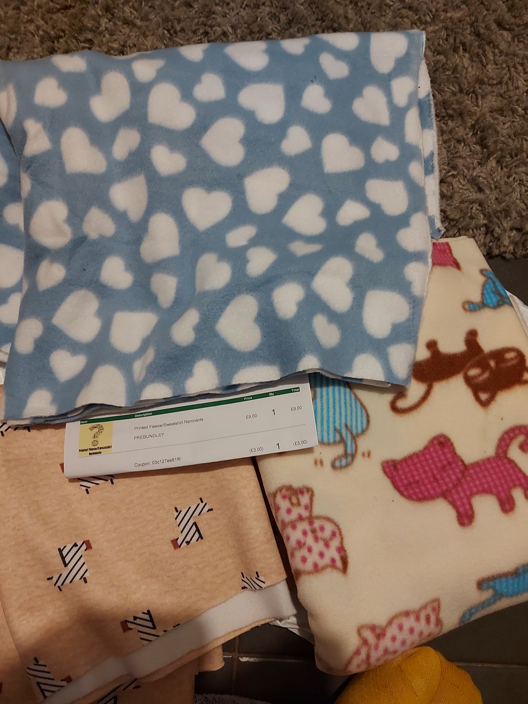Customer photo review of Printed Fleece/Sweatshirt Remnants