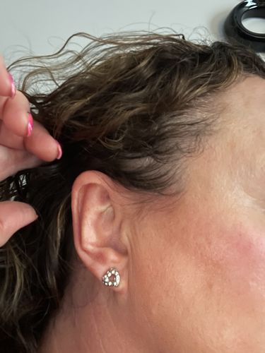 Customer photo review of Allegro Heart Stud Earrings