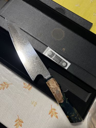 Customer photo review of Cuchillo Kiritsuke Acero Damasco Japonés