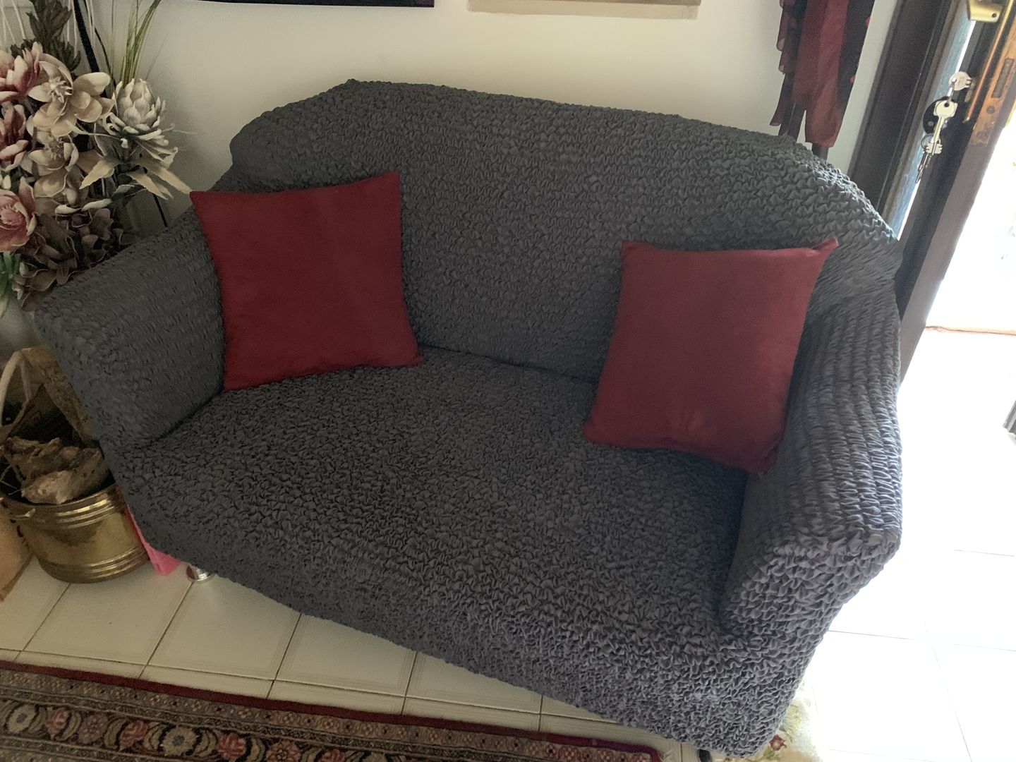 Customer photo review of 2 Seater Sofa Cover - Charcoal  Microfibra