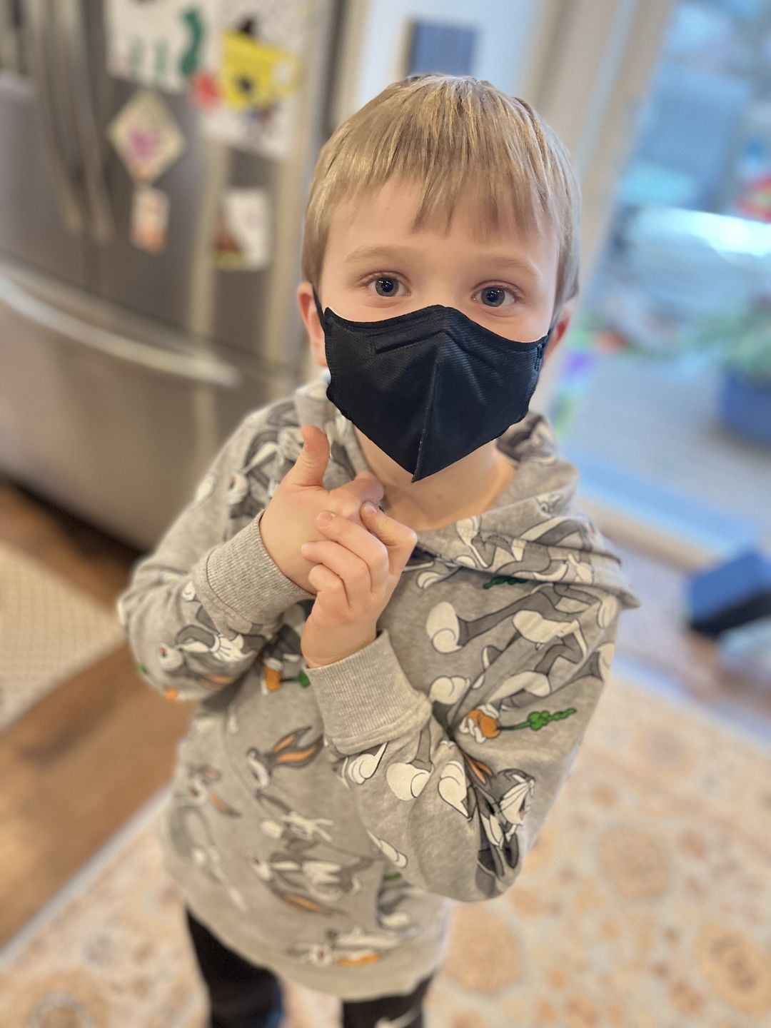Customer photo review of Kids KN95 Protective Respirator Face Mask Individually Sealed by PPE Supply (20PCS) (Black/White)