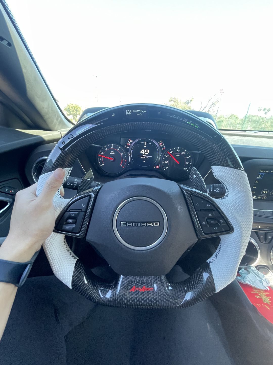 Customer photo review of 2016-2021 Chevy Camaro Custom Carbon Fiber Steering Wheel