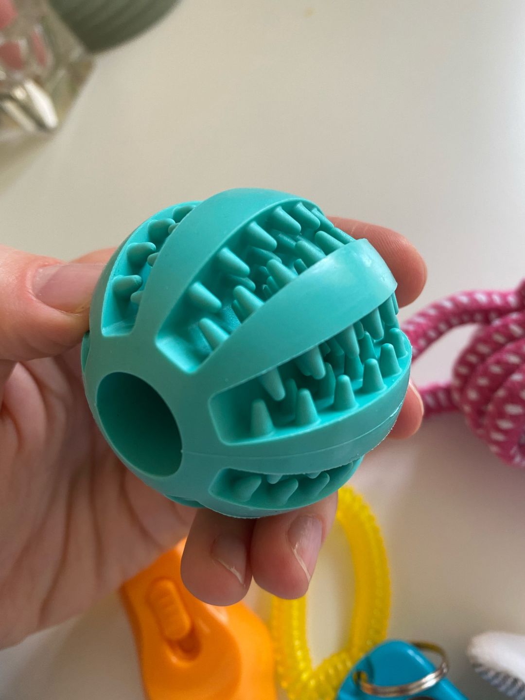 Customer photo review of Teeth Cleaning Dog Chew Treat Ball