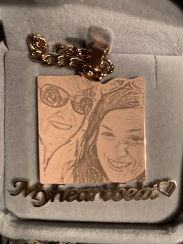 Customer photo review of Lovers Charm™ 18K Custom Engraved Necklace