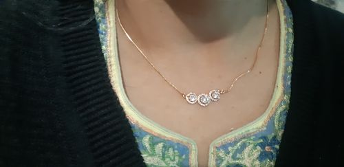 Customer photo review of Dainty Rose Plated Zircon Tri Halo Pendant Necklace