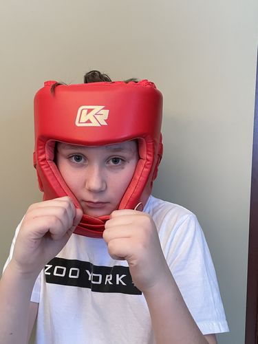 Customer photo review of Kangurui Muay Thai Open Face Headgear