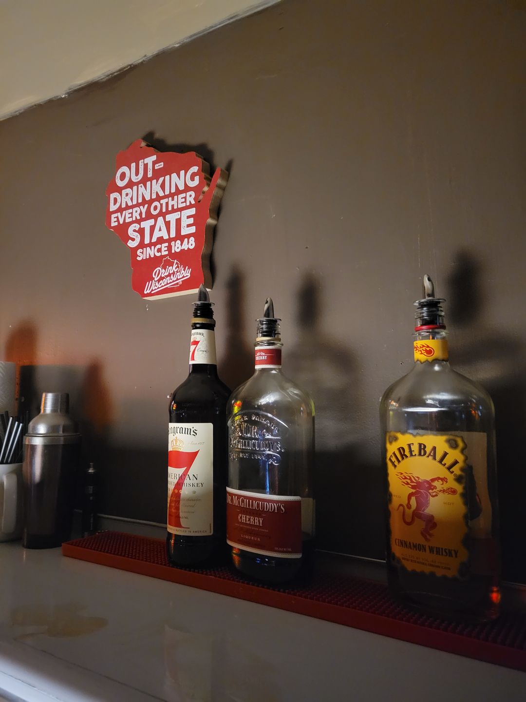 Customer photo review of "Outdrinking" Red Wooden Sign