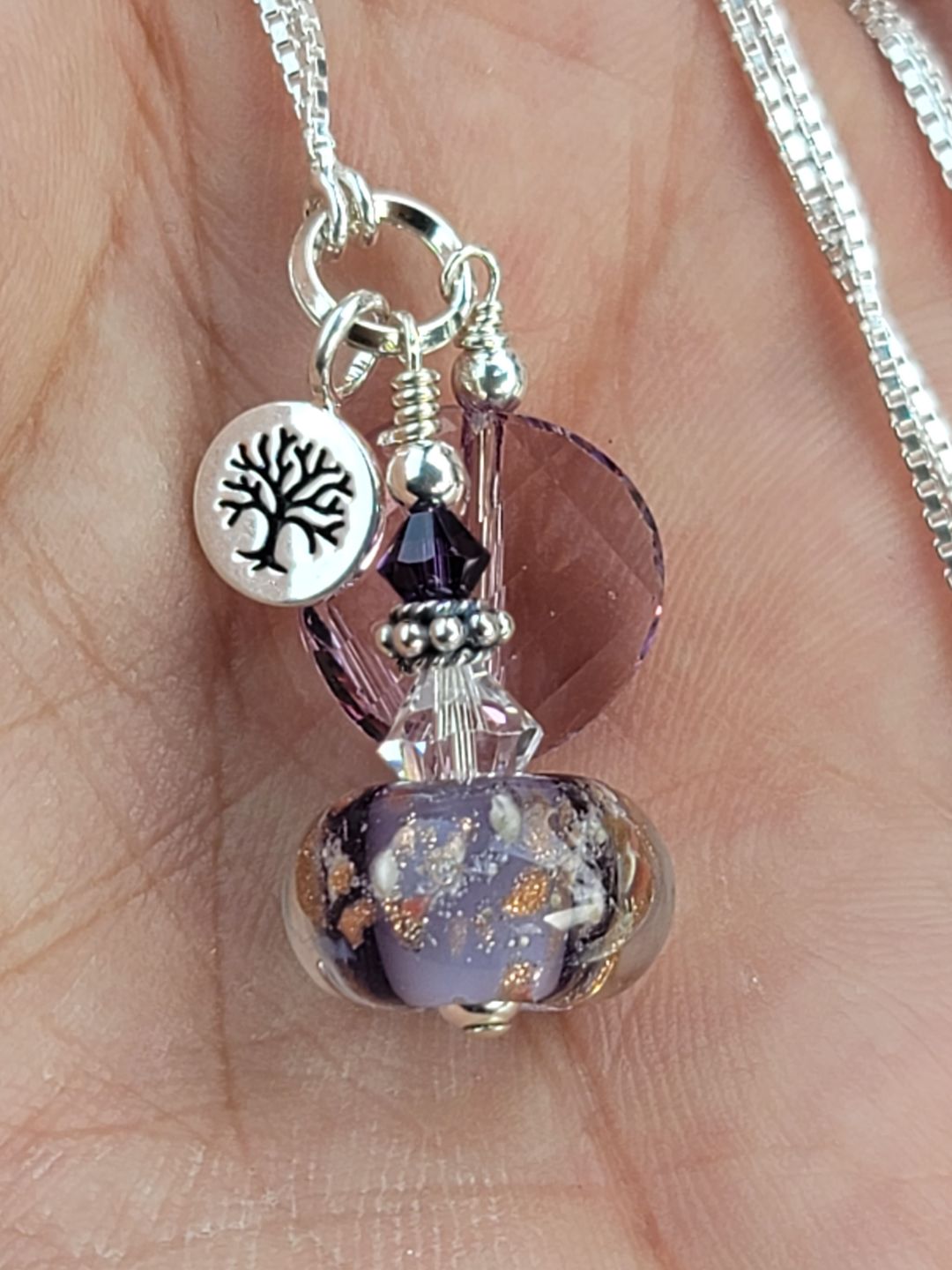 Customer photo review of Glass Bead Charm Necklace with Infused Cremains