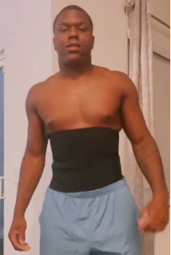 Customer photo review of Men's Wrap Waist Trainer and Shaper