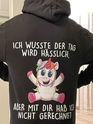 Customer photo review of Hässlich Unicorn - Hoodie Unisex Backprint