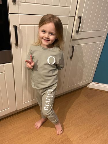 Customer photo review of Essex Personalised Initial & Name Pant Tracksuit Set (3m-12 Years) (MRK X)