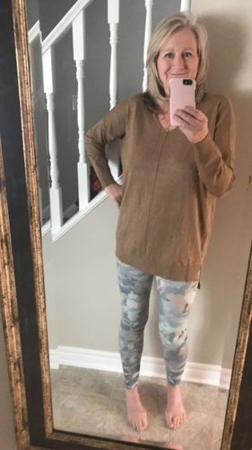 Customer photo review of Comfy As Can Be Sweater (Heather Latte)