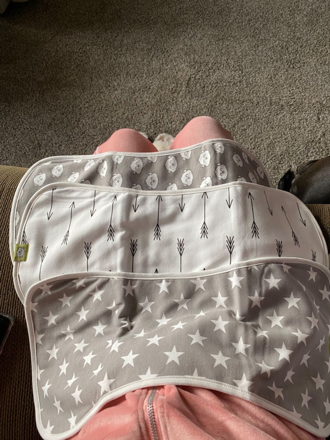 Customer photo review of URBAN Organic Burp Cloths