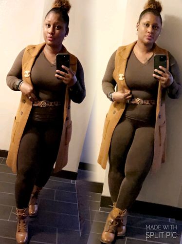 Customer photo review of Classy Girl Cardigan Vest (Brown)