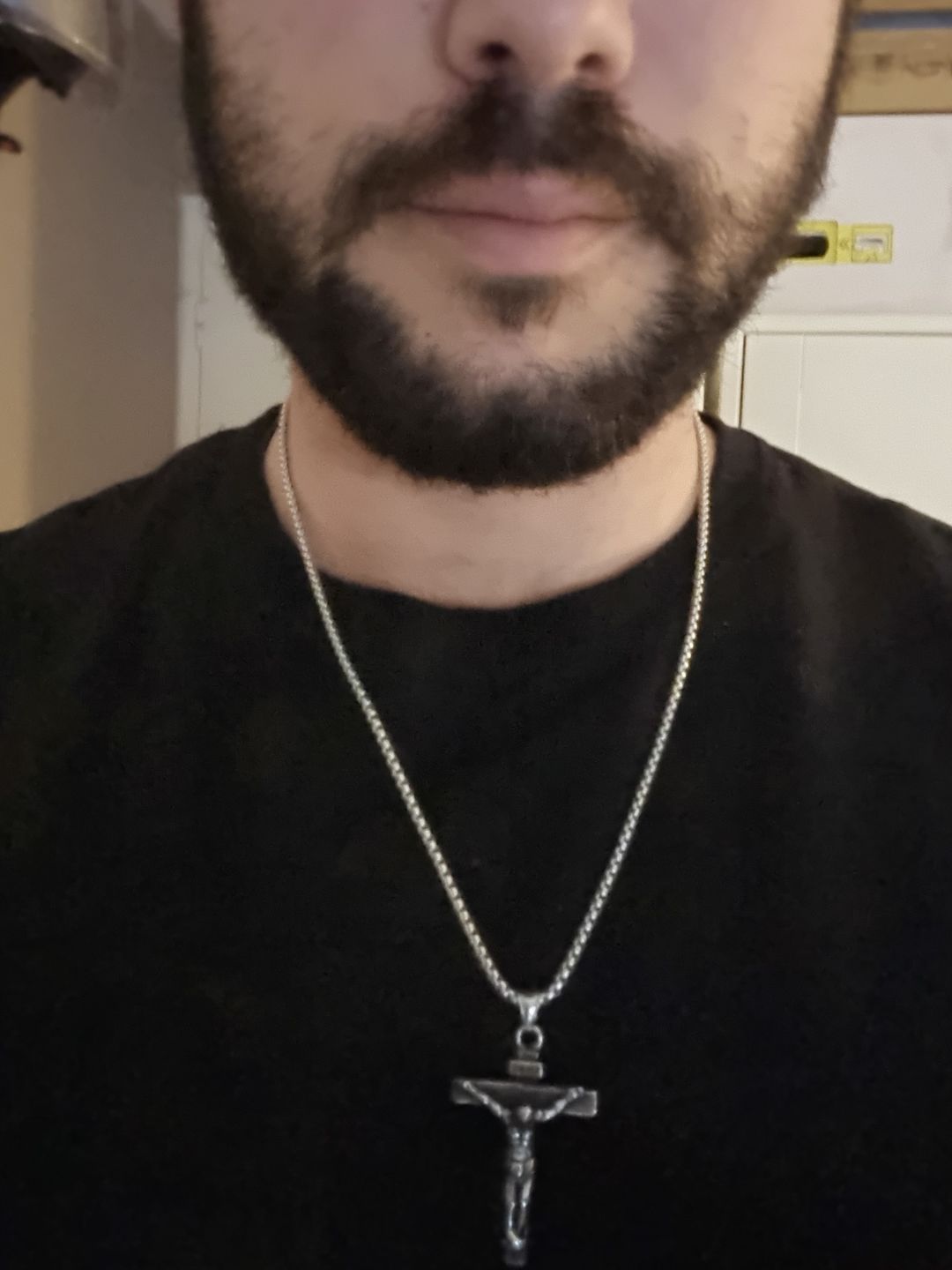 Customer photo review of Jesus Piece. Necklace