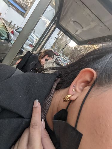 Customer photo review of Chunky Gold Hoop Earrings