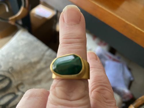 Customer photo review of FREE FORM MALACHITE COCKTAIL RING