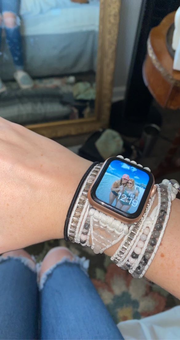 Customer photo review of White Labradorite Apple Watch Strap