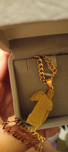 Customer photo review of Lovers Charm™ 18K Custom Engraved Necklace