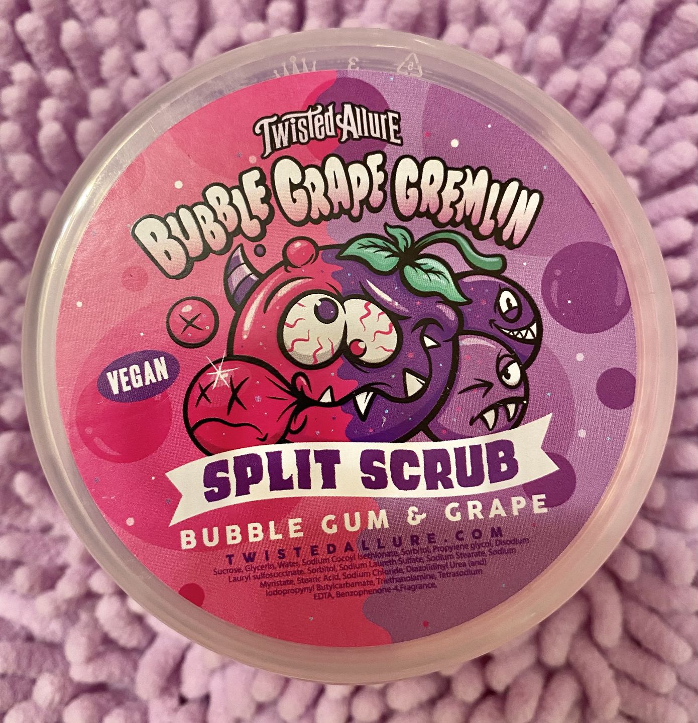 Customer photo review of Bubble Grape Gremlin Split Scrub
