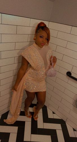 Customer photo review of Sequined Party Cut Out Mini Dress