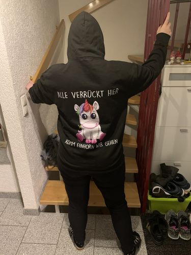 Customer photo review of Komm Einhorn - Hoodie Unisex Backprint