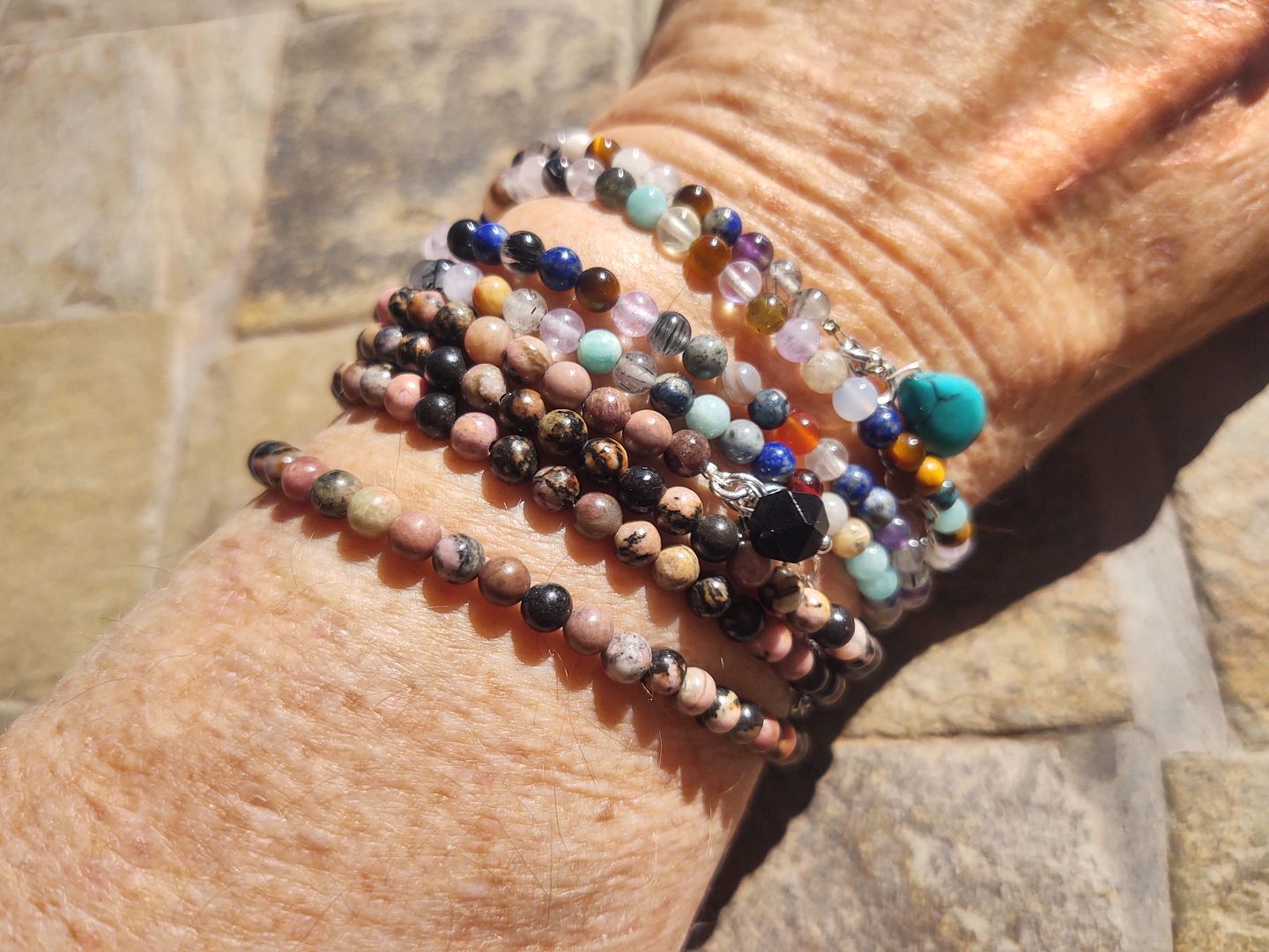 Customer photo review of Mindfulness Chakra Wrap Bracelet with Healing Stones